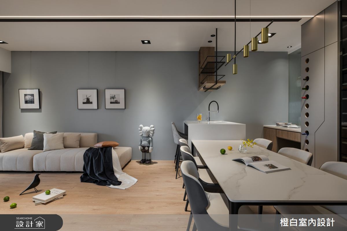 32坪新成屋(5年以下)＿混搭風客廳餐廳中島案例圖片＿橙白室內裝修設計工程有限公司＿橙白_98觀瀾之12