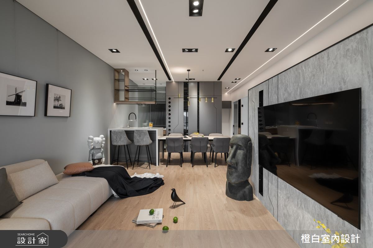 32坪新成屋(5年以下)＿混搭風客廳餐廳中島案例圖片＿橙白室內裝修設計工程有限公司＿橙白_98觀瀾之14