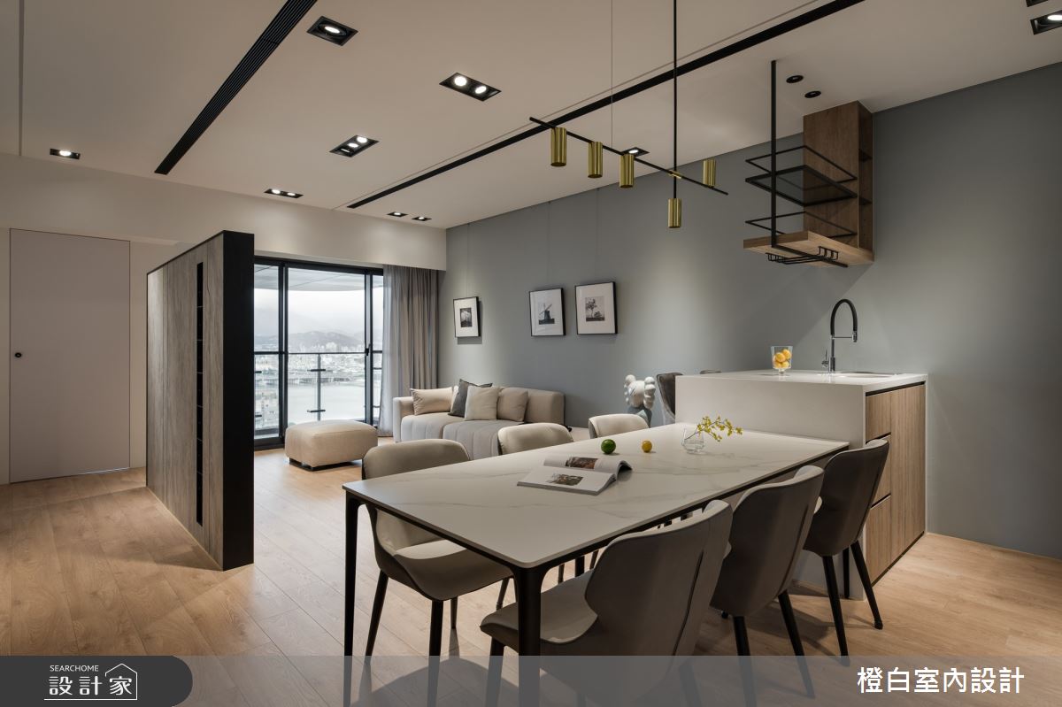 32坪新成屋(5年以下)＿混搭風客廳餐廳中島案例圖片＿橙白室內裝修設計工程有限公司＿橙白_98觀瀾之27