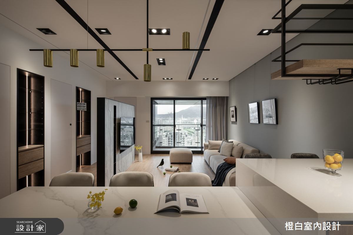 32坪新成屋(5年以下)＿混搭風客廳餐廳中島案例圖片＿橙白室內裝修設計工程有限公司＿橙白_98觀瀾之32