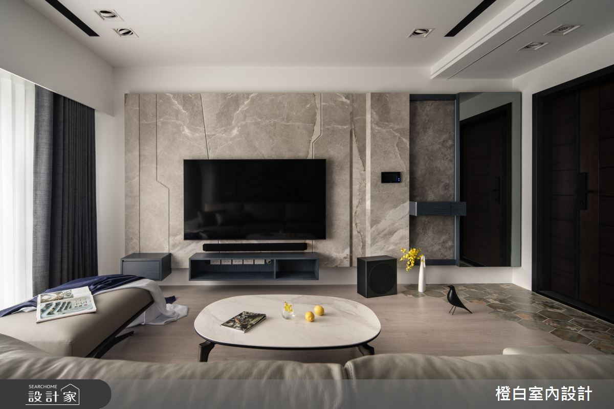 38坪中古屋(5~15年)＿現代風玄關客廳案例圖片＿橙白室內裝修設計工程有限公司＿橙白_99新莊新富邑之13