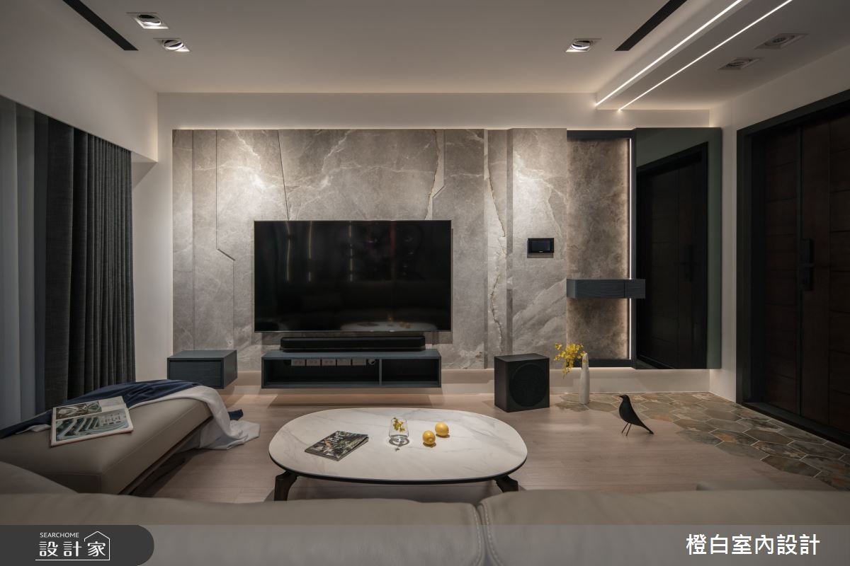 38坪中古屋(5~15年)＿現代風玄關客廳案例圖片＿橙白室內裝修設計工程有限公司＿橙白_99新莊新富邑之14