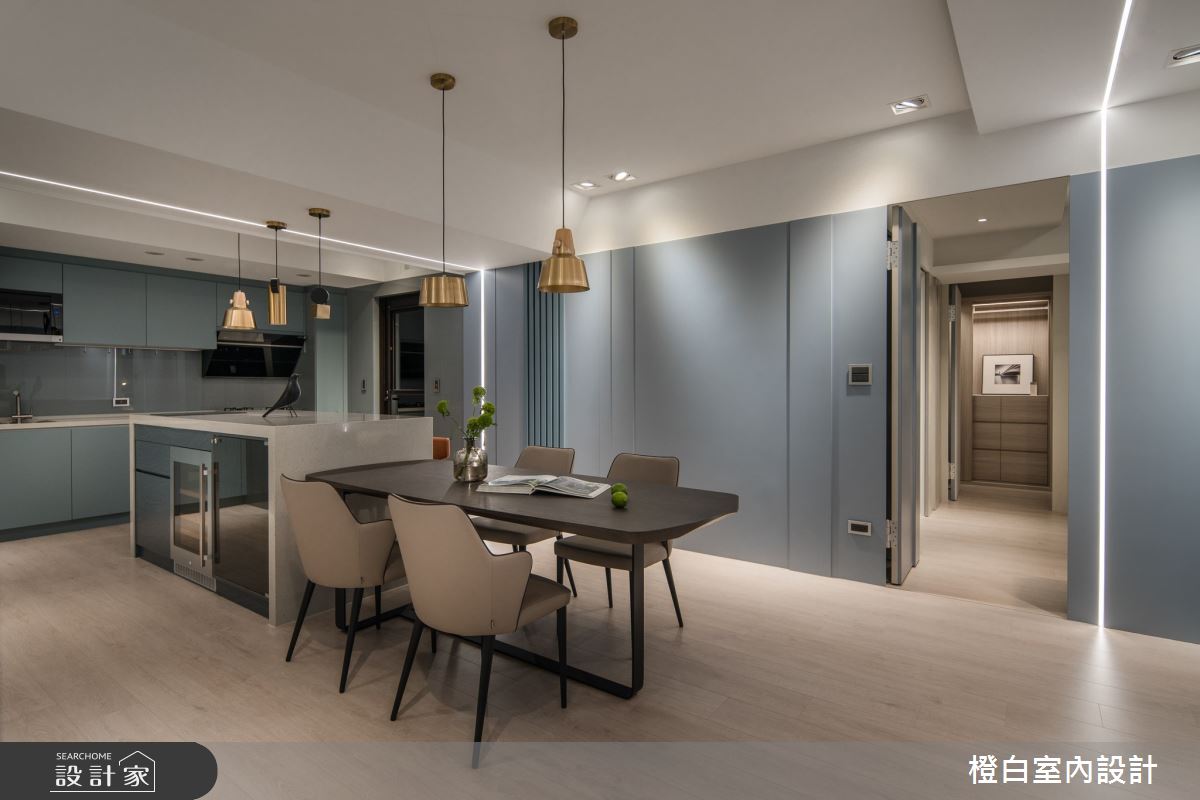 38坪中古屋(5~15年)＿現代風餐廳廚房中島案例圖片＿橙白室內裝修設計工程有限公司＿橙白_99新莊新富邑之42
