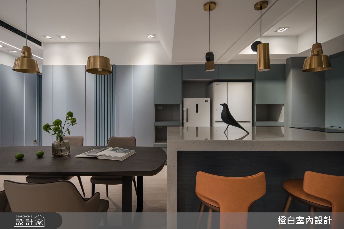 38坪中古屋(5~15年)＿現代風餐廳中島案例圖片＿橙白室內裝修設計工程有限公司＿橙白_99新莊新富邑之43