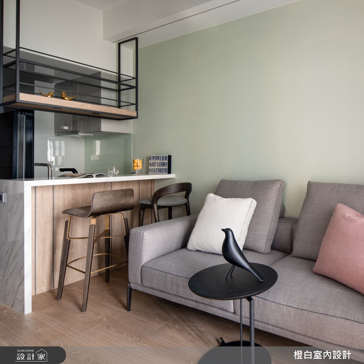 13坪新成屋(5年以下)＿混搭風客廳餐廳吧檯中島案例圖片＿橙白室內裝修設計工程有限公司＿橙白_100三發嵐海之7