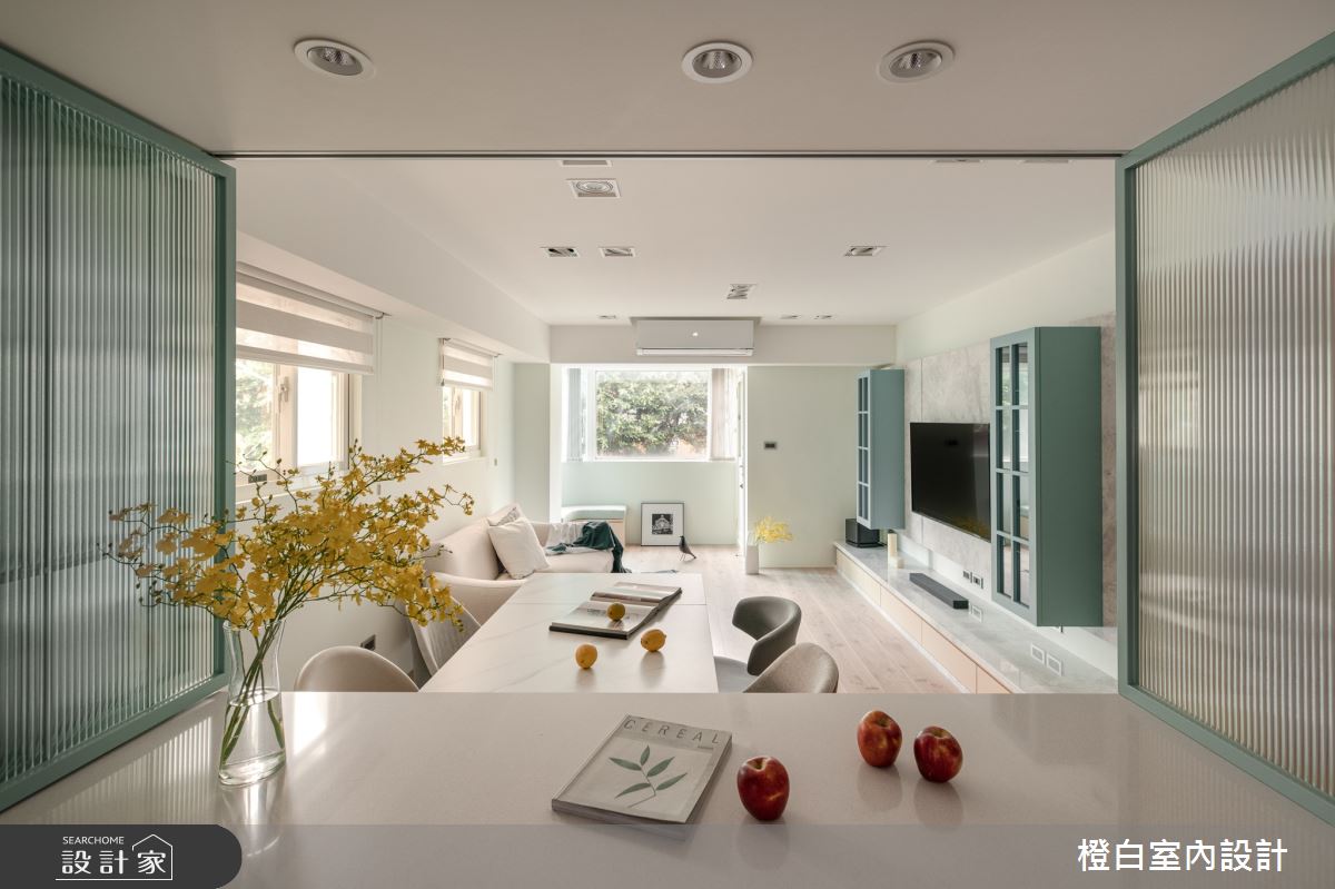 26坪老屋(16~30年)＿鄉村風客廳餐廳中島案例圖片＿橙白室內裝修設計工程有限公司＿橙白_101名仕園之8