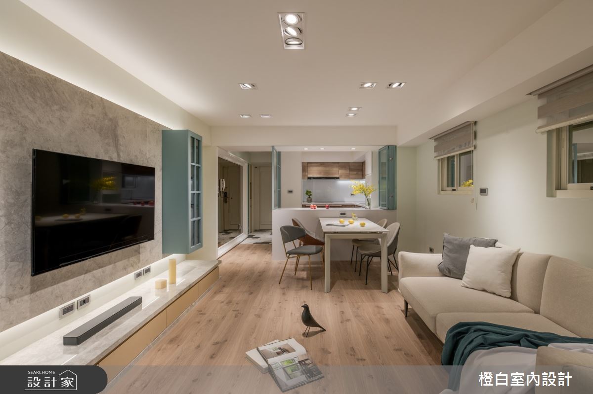 26坪老屋(16~30年)＿鄉村風客廳餐廳廚房中島案例圖片＿橙白室內裝修設計工程有限公司＿橙白_101名仕園之17