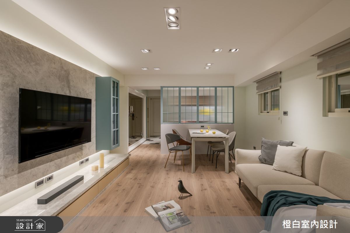 26坪老屋(16~30年)＿鄉村風客廳餐廳廚房中島案例圖片＿橙白室內裝修設計工程有限公司＿橙白_101名仕園之18