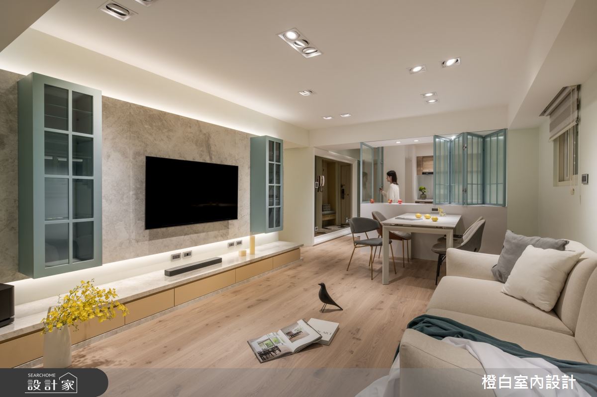 26坪老屋(16~30年)＿鄉村風客廳餐廳廚房中島案例圖片＿橙白室內裝修設計工程有限公司＿橙白_101名仕園之21