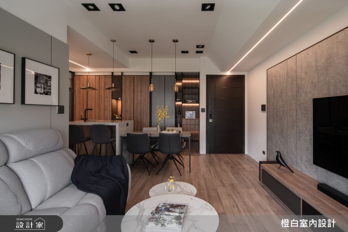19坪新成屋(5年以下)＿混搭風客廳餐廳中島案例圖片＿橙白室內裝修設計工程有限公司＿橙白_102樂沐之18