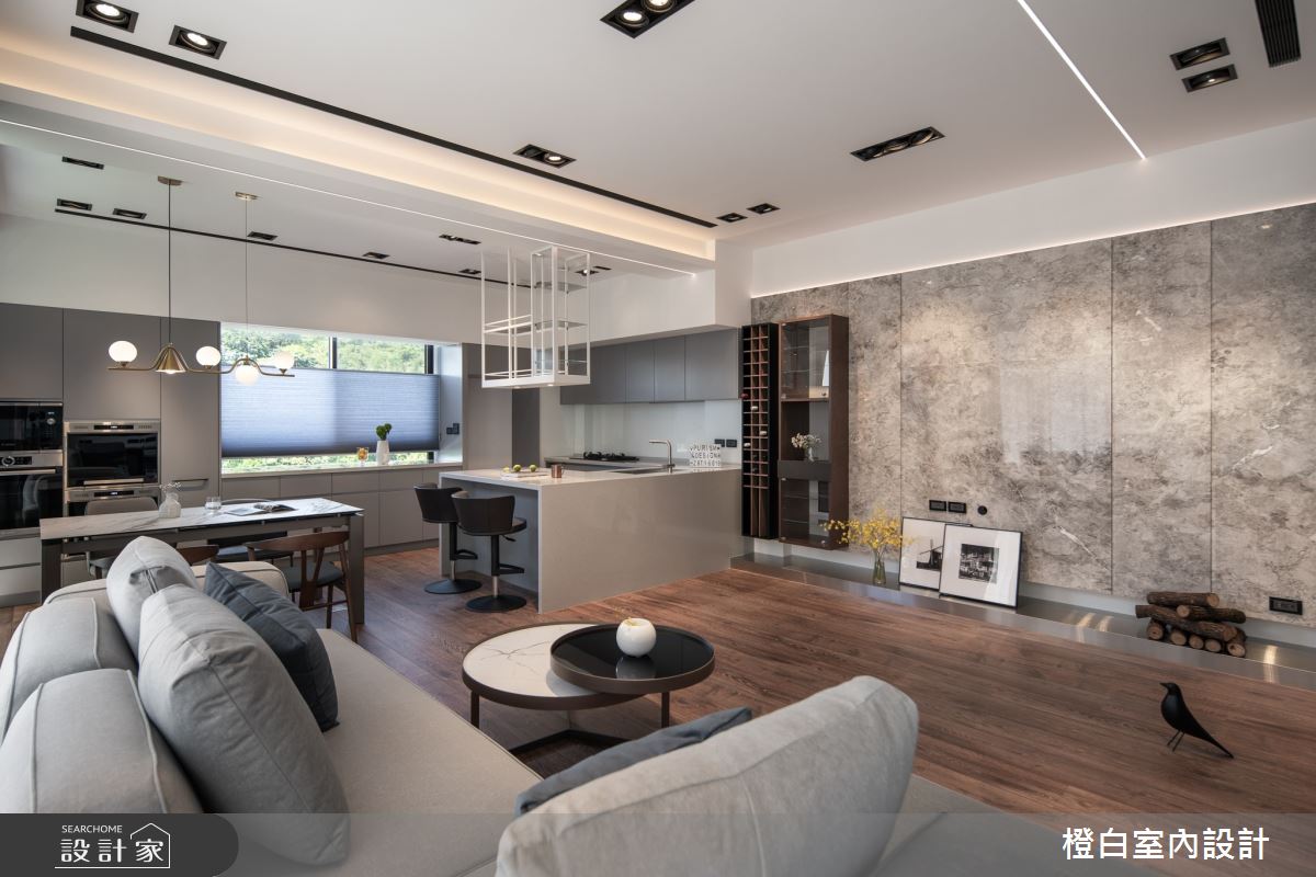 75坪毛胚屋＿現代風客廳餐廳廚房吧檯中島案例圖片＿橙白室內裝修設計工程有限公司＿橙白_104美麗山林之12