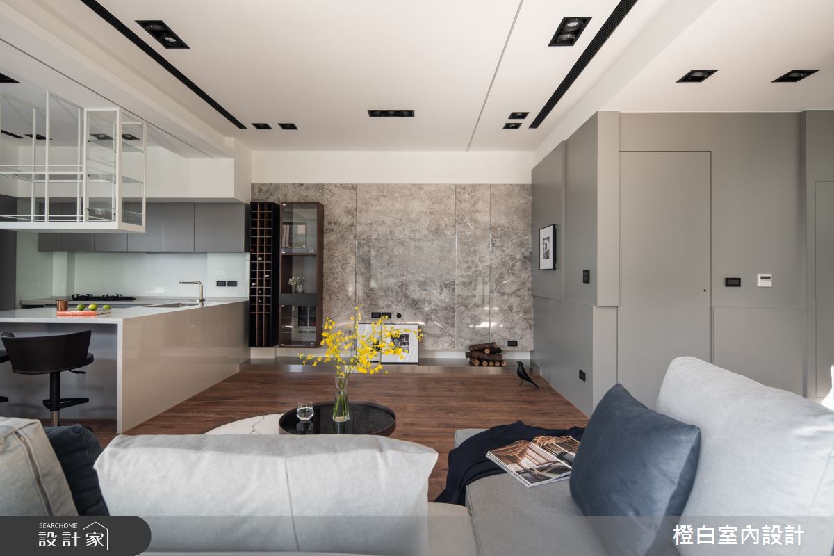 75坪毛胚屋＿現代風客廳廚房吧檯中島案例圖片＿橙白室內裝修設計工程有限公司＿橙白_104美麗山林之13