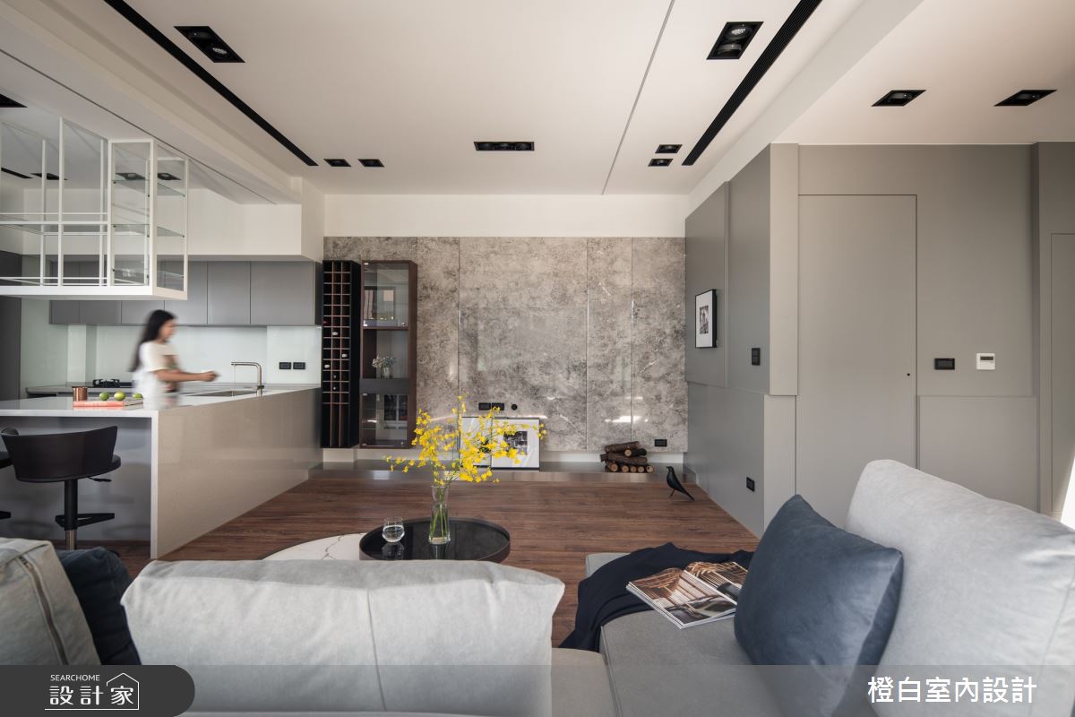 75坪毛胚屋＿現代風客廳廚房吧檯中島案例圖片＿橙白室內裝修設計工程有限公司＿橙白_104美麗山林之15