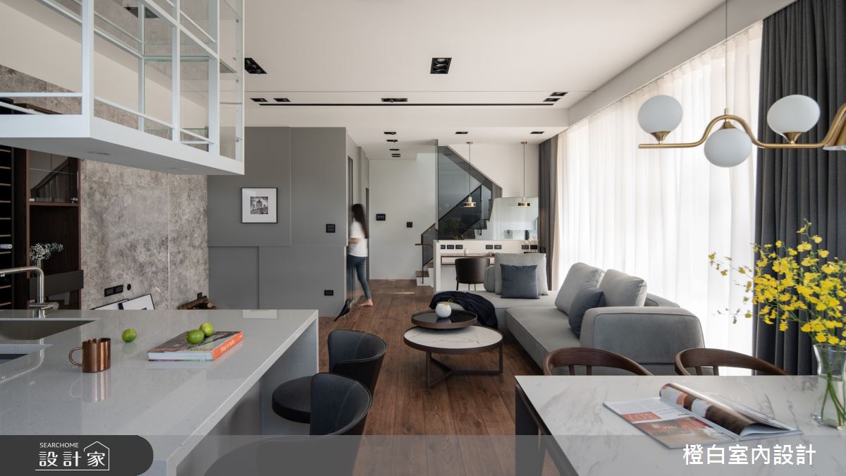 75坪毛胚屋＿現代風客廳餐廳吧檯中島案例圖片＿橙白室內裝修設計工程有限公司＿橙白_104美麗山林之22