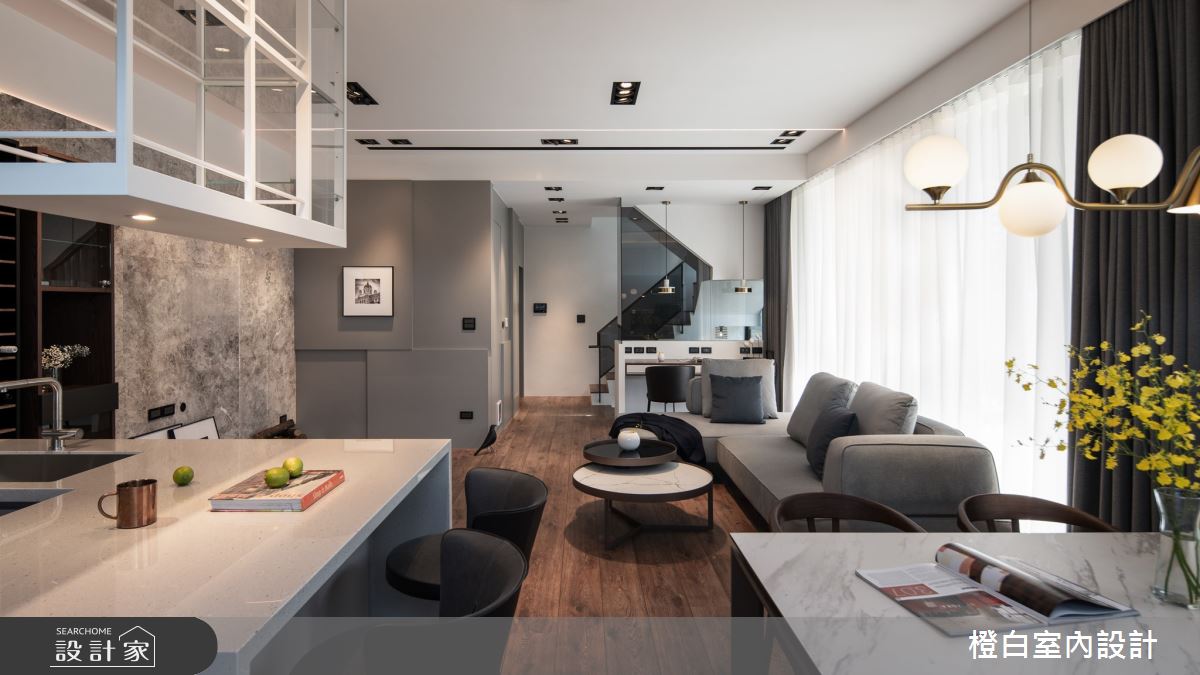 75坪毛胚屋＿現代風客廳餐廳吧檯中島案例圖片＿橙白室內裝修設計工程有限公司＿橙白_104美麗山林之23