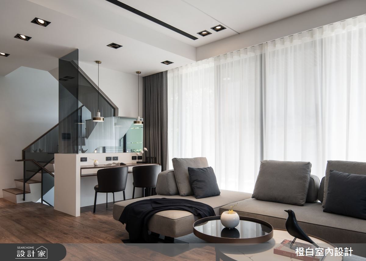 75坪毛胚屋＿現代風客廳樓梯工作區案例圖片＿橙白室內裝修設計工程有限公司＿橙白_104美麗山林之29