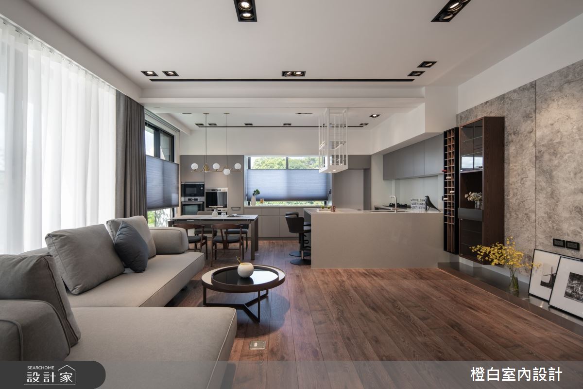 75坪毛胚屋＿現代風客廳餐廳廚房吧檯中島案例圖片＿橙白室內裝修設計工程有限公司＿橙白_104美麗山林之34