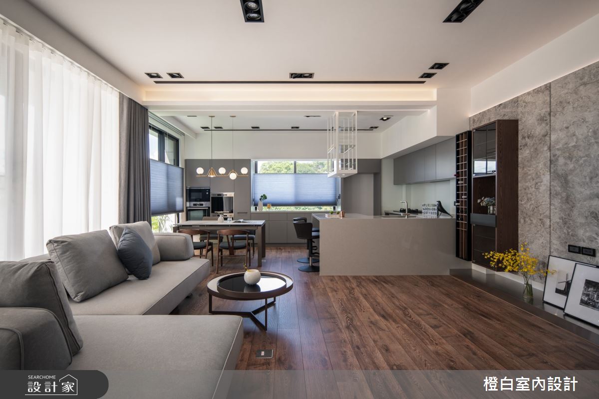 75坪毛胚屋＿現代風客廳餐廳廚房吧檯中島案例圖片＿橙白室內裝修設計工程有限公司＿橙白_104美麗山林之35