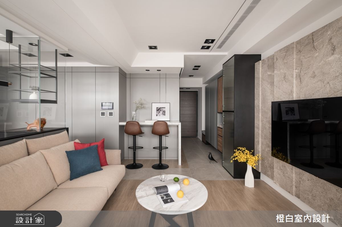 20坪新成屋(5年以下)＿混搭風玄關客廳餐廳案例圖片＿橙白室內裝修設計工程有限公司＿橙白_107水湳國聚之6