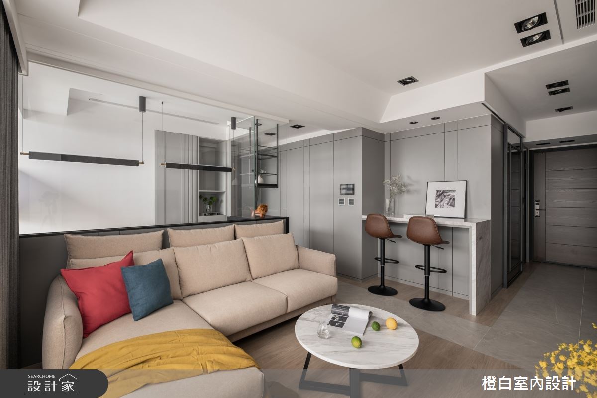 20坪新成屋(5年以下)＿混搭風玄關客廳餐廳案例圖片＿橙白室內裝修設計工程有限公司＿橙白_107水湳國聚之5