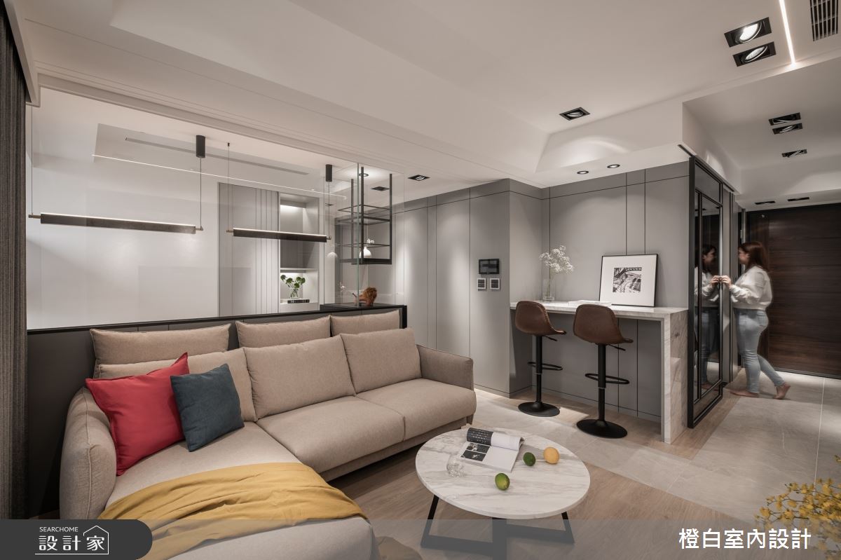 20坪新成屋(5年以下)＿混搭風玄關客廳餐廳案例圖片＿橙白室內裝修設計工程有限公司＿橙白_107水湳國聚之8