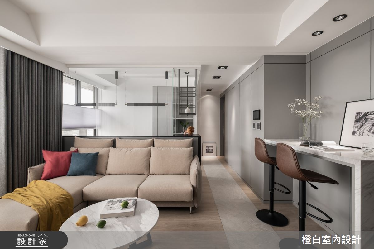 20坪新成屋(5年以下)＿混搭風客廳餐廳案例圖片＿橙白室內裝修設計工程有限公司＿橙白_107水湳國聚之11