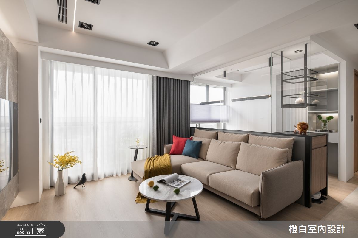 20坪新成屋(5年以下)＿混搭風客廳案例圖片＿橙白室內裝修設計工程有限公司＿橙白_107水湳國聚之14