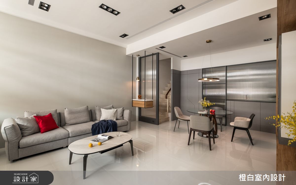 78坪中古屋(5~15年)＿現代風客廳餐廳樓梯案例圖片＿橙白室內裝修設計工程有限公司＿橙白_108台中之6