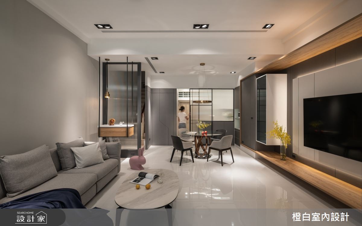 78坪中古屋(5~15年)＿現代風客廳餐廳案例圖片＿橙白室內裝修設計工程有限公司＿橙白_108台中之12
