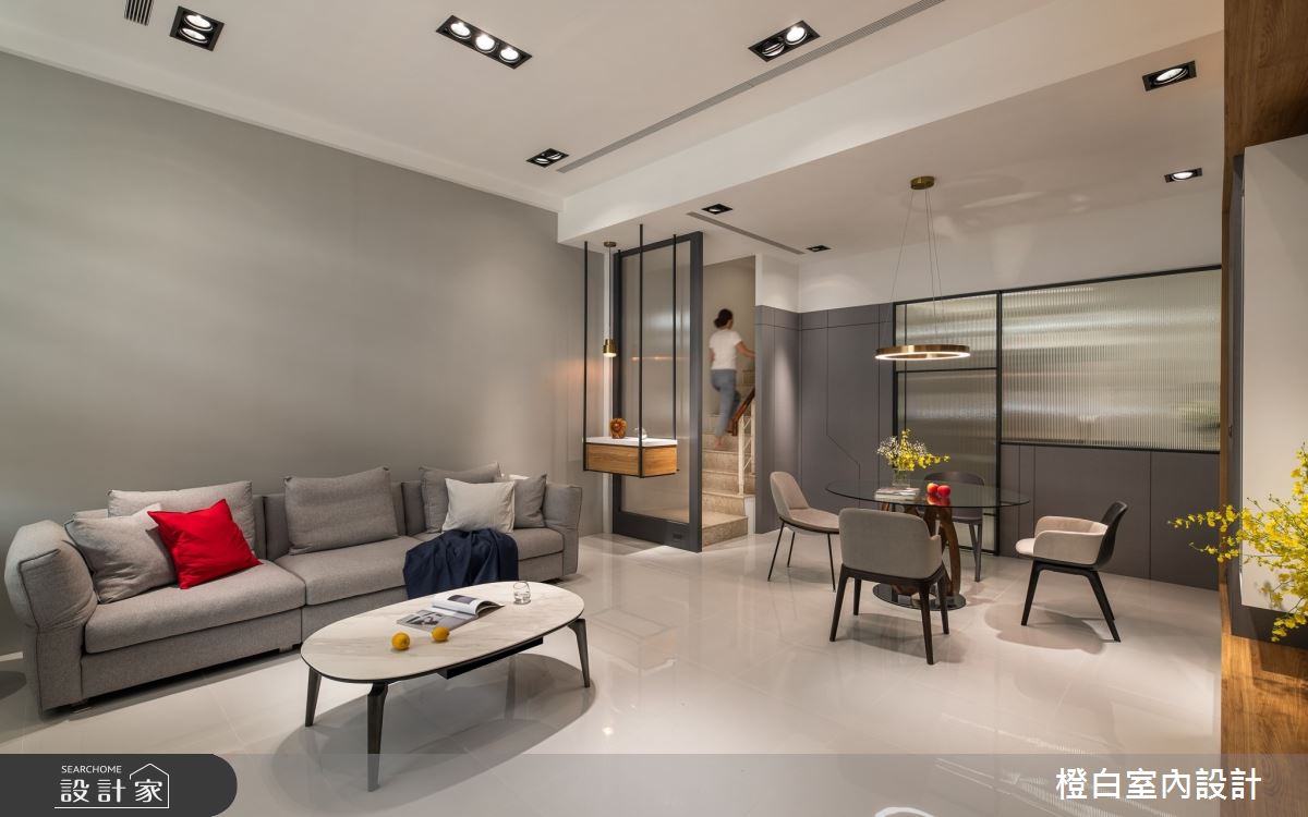 78坪中古屋(5~15年)＿現代風客廳餐廳樓梯案例圖片＿橙白室內裝修設計工程有限公司＿橙白_108台中之18