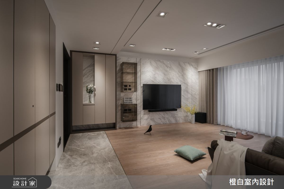 42坪中古屋(5~15年)＿現代風玄關客廳案例圖片＿橙白室內裝修設計工程有限公司＿橙白_109新富邑之3