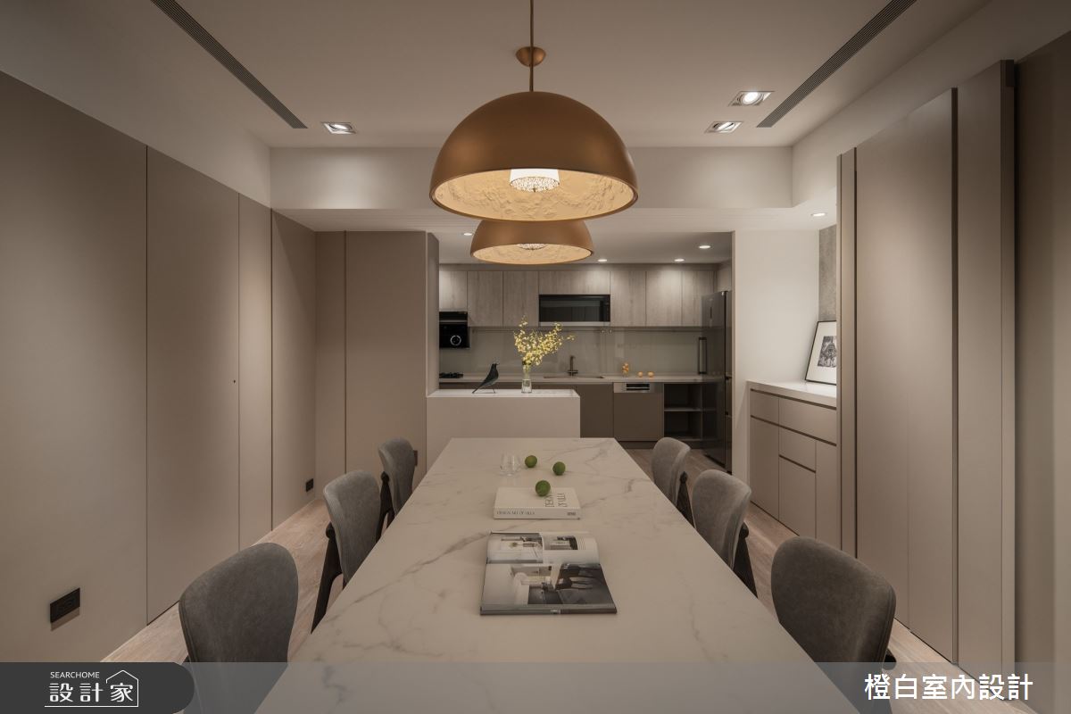42坪中古屋(5~15年)＿現代風餐廳廚房中島案例圖片＿橙白室內裝修設計工程有限公司＿橙白_109新富邑之44