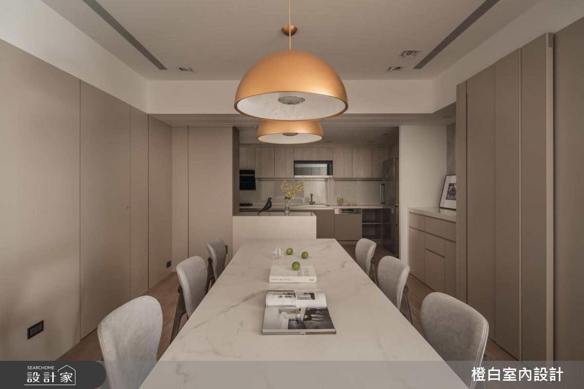 42坪中古屋(5~15年)＿現代風餐廳廚房中島案例圖片＿橙白室內裝修設計工程有限公司＿橙白_109新富邑之45