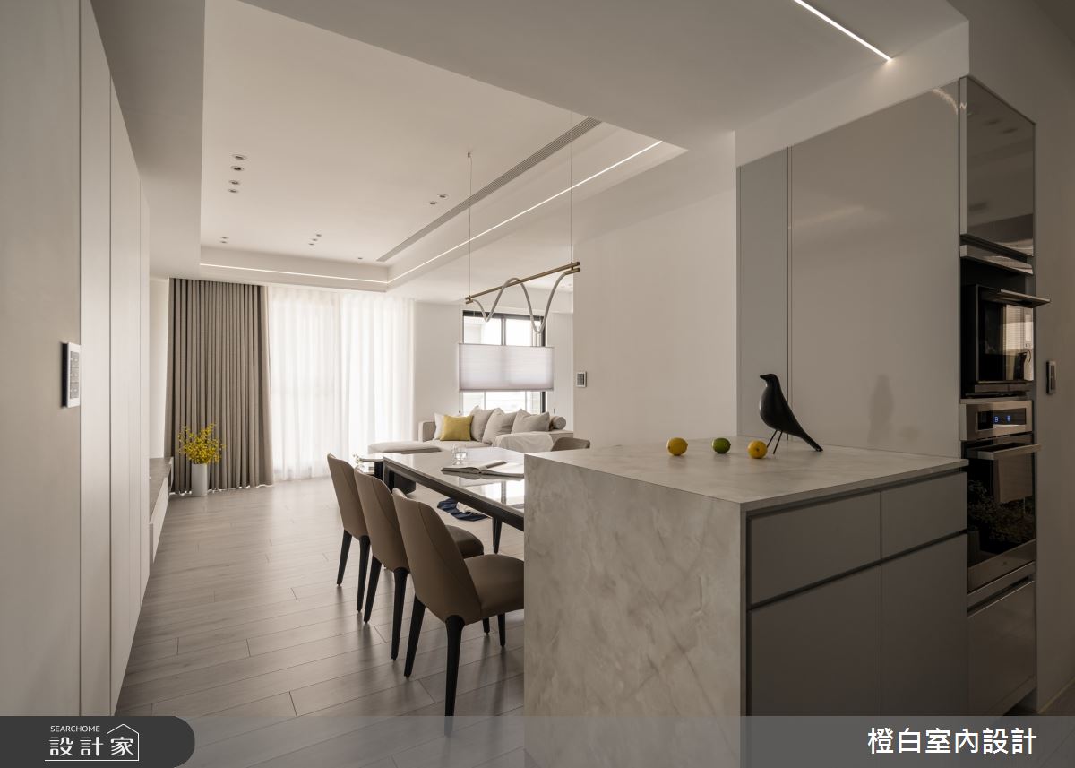 27坪新成屋(5年以下)＿現代風客廳餐廳中島案例圖片＿橙白室內裝修設計工程有限公司＿橙白_110美麗華大方之3