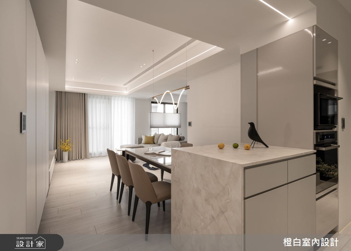 27坪新成屋(5年以下)＿現代風客廳餐廳中島案例圖片＿橙白室內裝修設計工程有限公司＿橙白_110美麗華大方之4