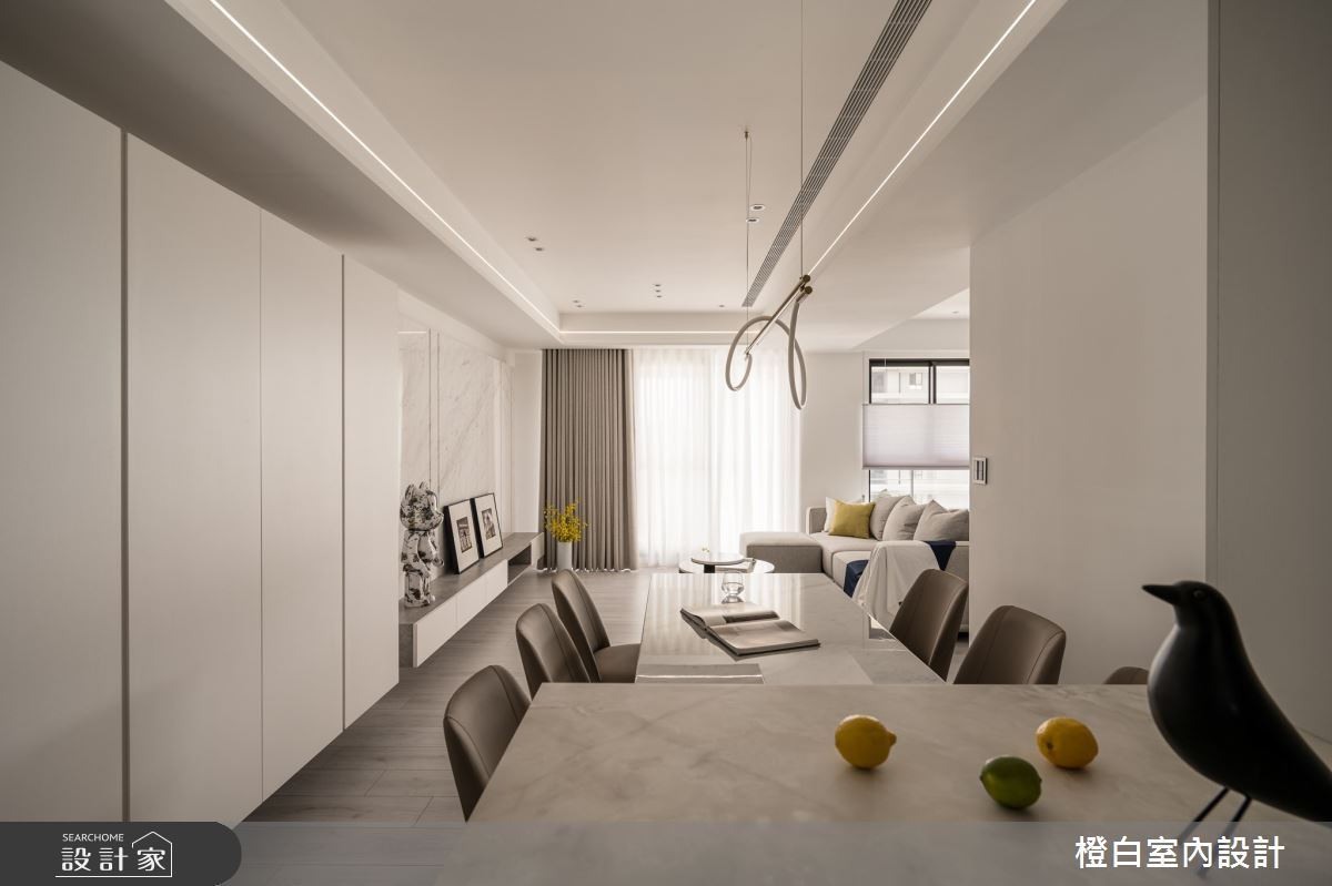 27坪新成屋(5年以下)＿現代風客廳餐廳中島案例圖片＿橙白室內裝修設計工程有限公司＿橙白_110美麗華大方之5