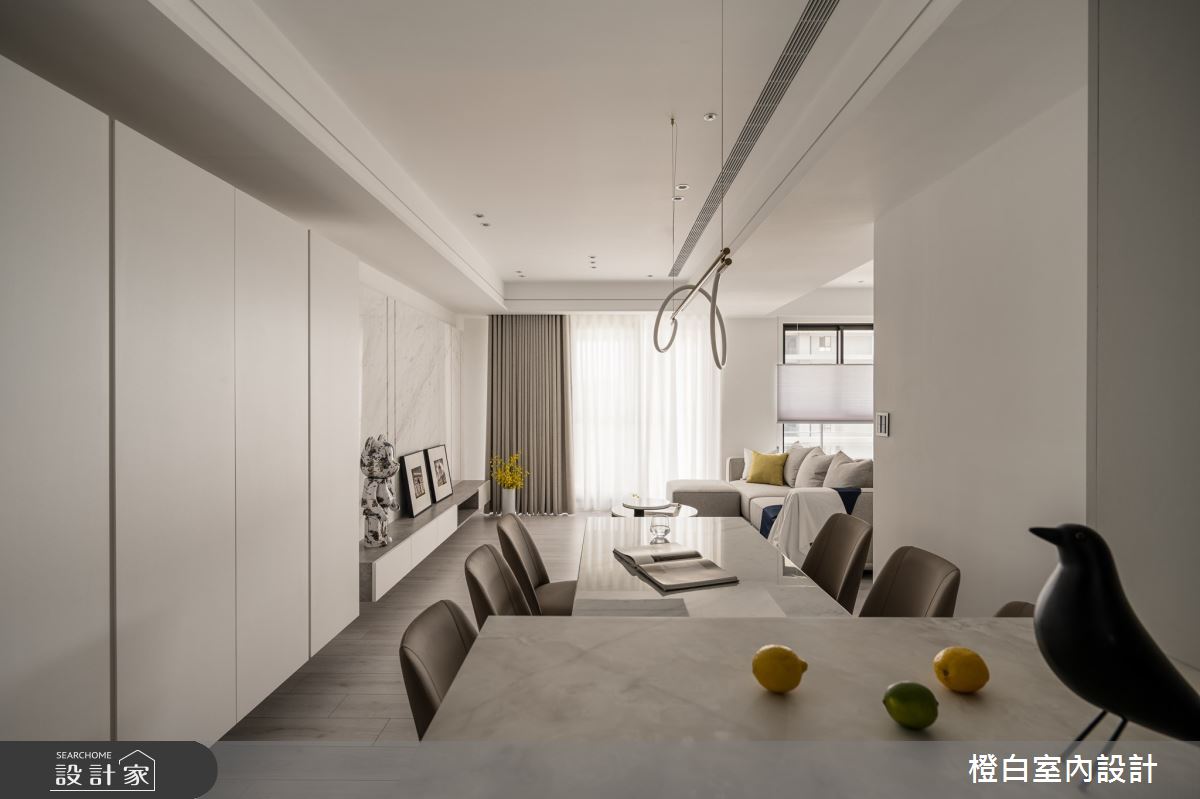 27坪新成屋(5年以下)＿現代風客廳餐廳中島案例圖片＿橙白室內裝修設計工程有限公司＿橙白_110美麗華大方之6