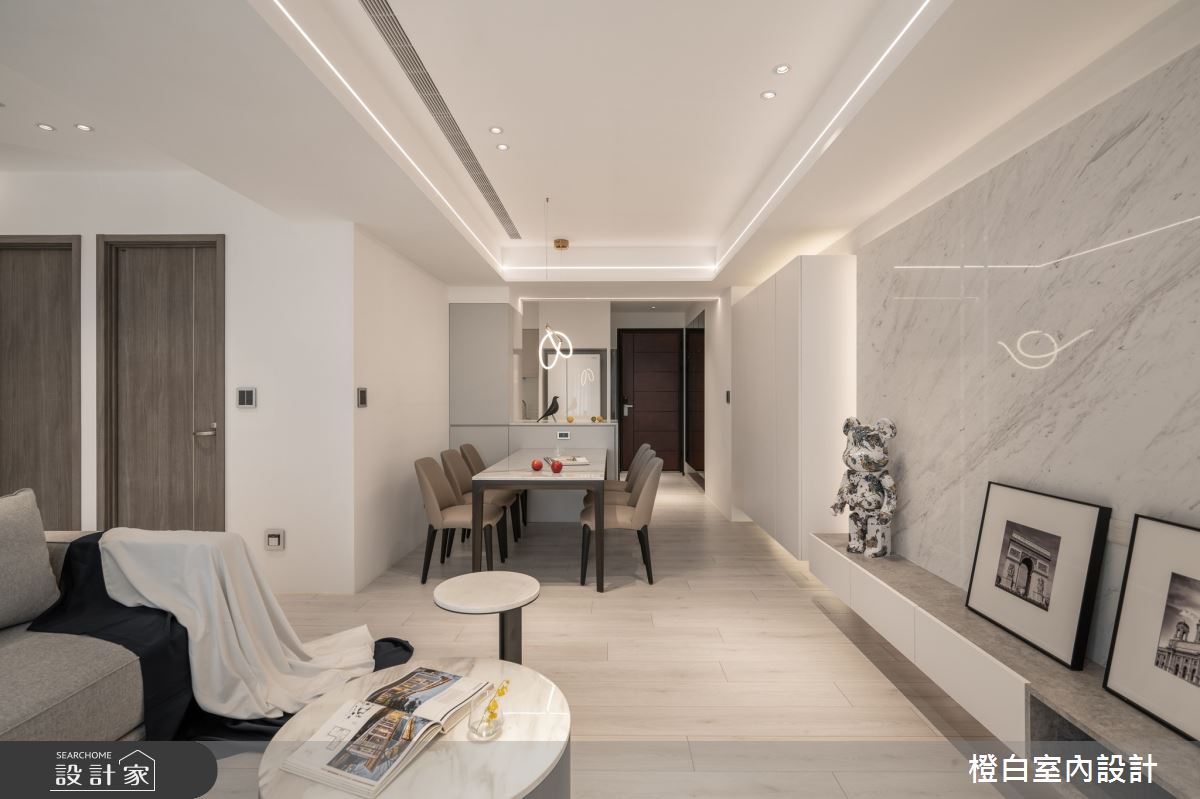 27坪新成屋(5年以下)＿現代風玄關客廳餐廳中島案例圖片＿橙白室內裝修設計工程有限公司＿橙白_110美麗華大方之16