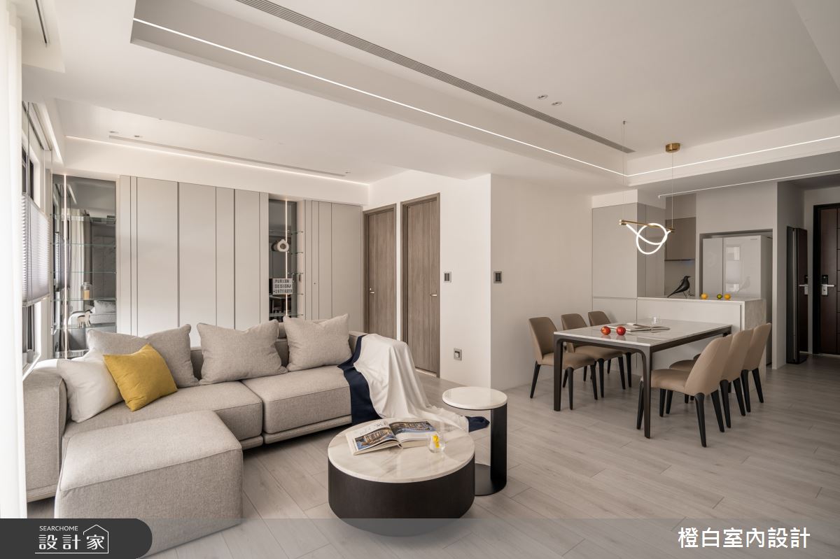 27坪新成屋(5年以下)＿現代風客廳餐廳中島案例圖片＿橙白室內裝修設計工程有限公司＿橙白_110美麗華大方之17