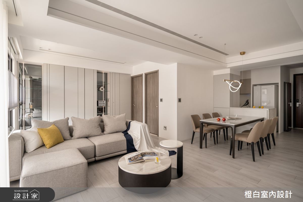 27坪新成屋(5年以下)＿現代風客廳餐廳中島案例圖片＿橙白室內裝修設計工程有限公司＿橙白_110美麗華大方之18