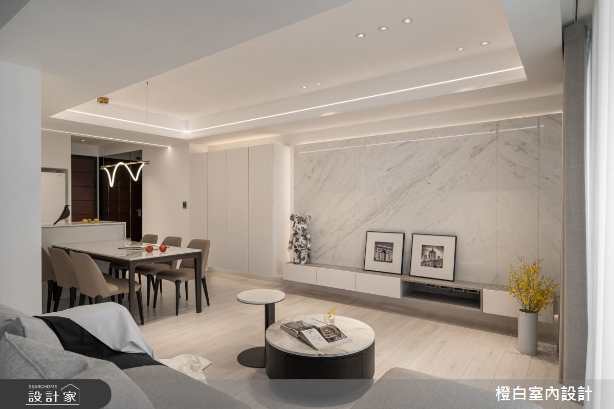 27坪新成屋(5年以下)＿現代風客廳餐廳中島案例圖片＿橙白室內裝修設計工程有限公司＿橙白_110美麗華大方之21