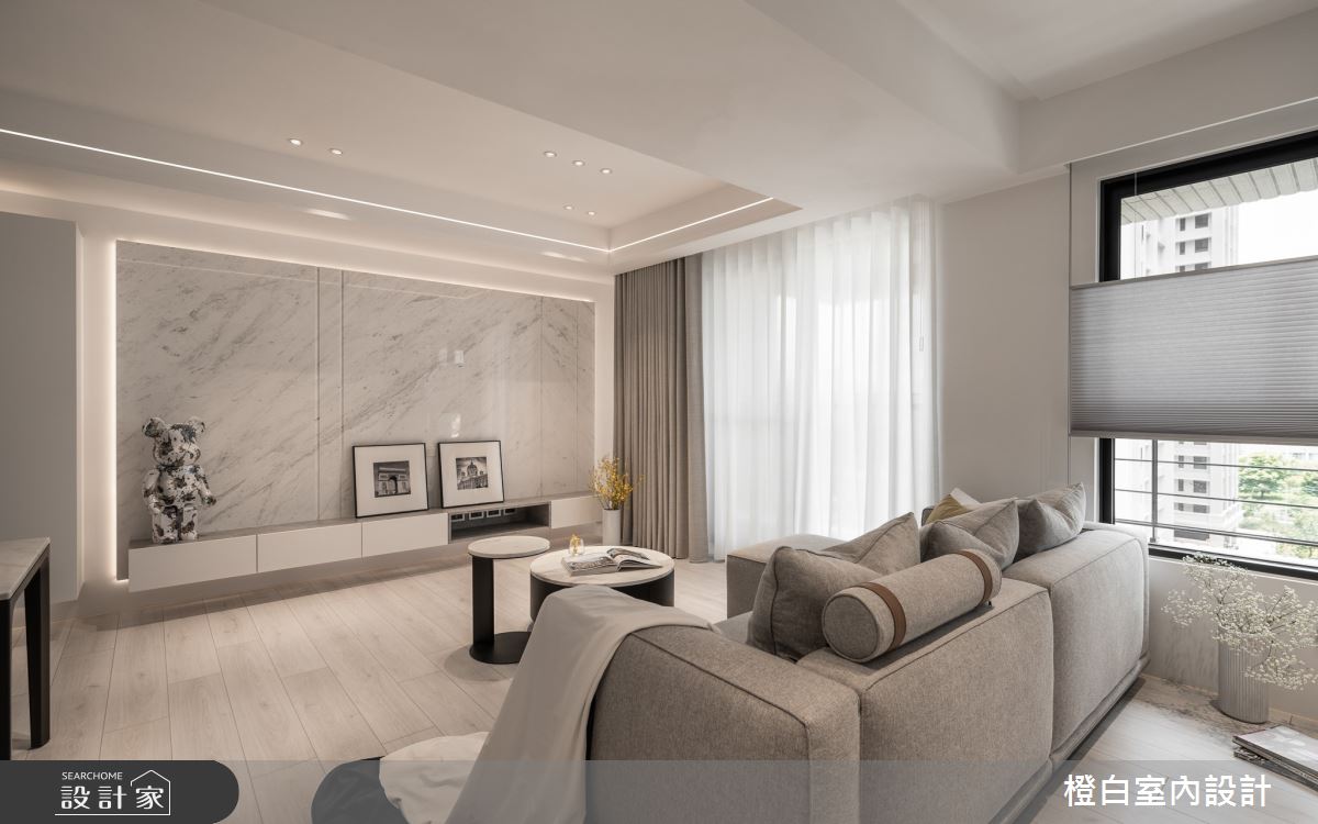27坪新成屋(5年以下)＿現代風客廳案例圖片＿橙白室內裝修設計工程有限公司＿橙白_110美麗華大方之23