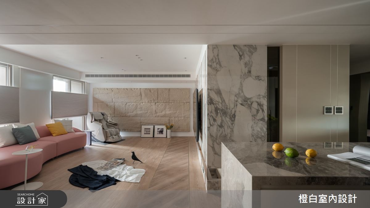 57坪老屋(16~30年)＿現代風客廳中島案例圖片＿橙白室內裝修設計工程有限公司＿橙白_111人文臻邸之5