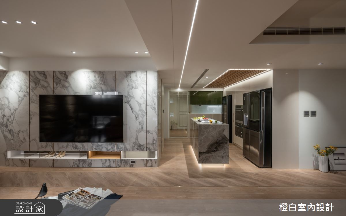 57坪老屋(16~30年)＿現代風客廳中島案例圖片＿橙白室內裝修設計工程有限公司＿橙白_111人文臻邸之10