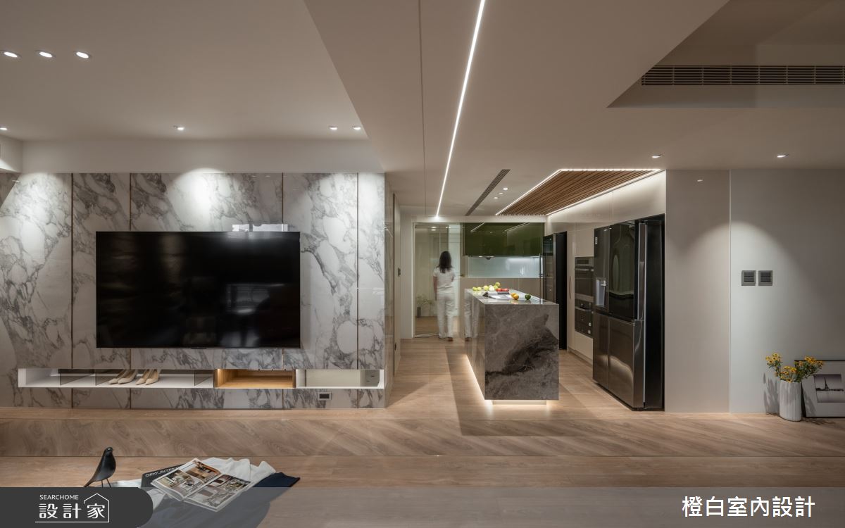 57坪老屋(16~30年)＿現代風客廳中島案例圖片＿橙白室內裝修設計工程有限公司＿橙白_111人文臻邸之11