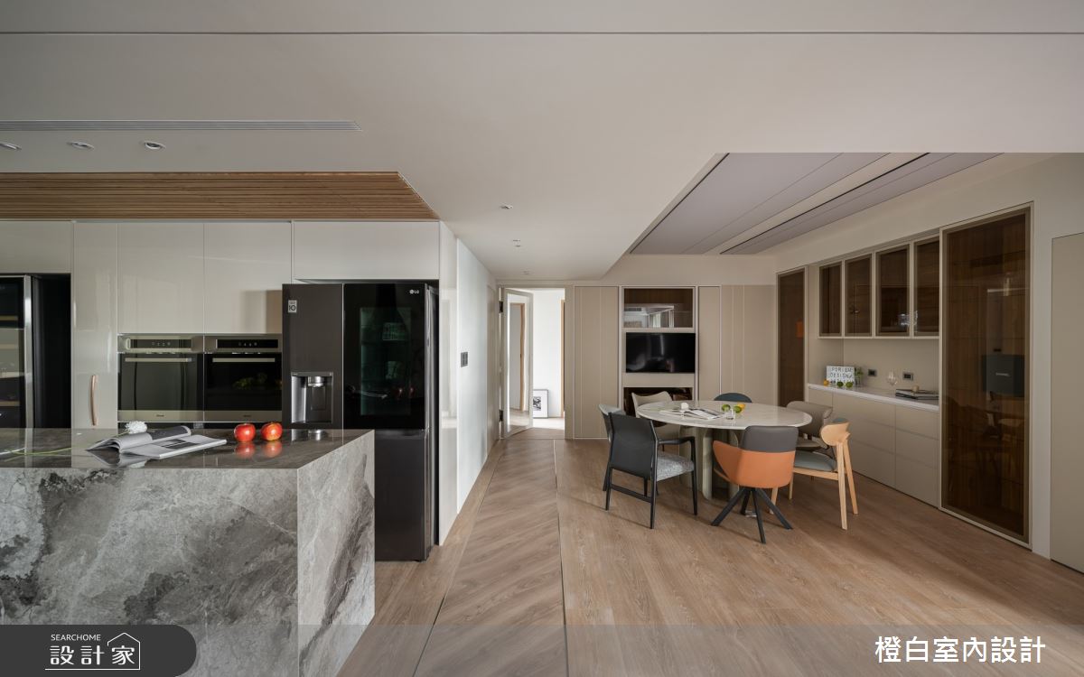 57坪老屋(16~30年)＿現代風餐廳中島案例圖片＿橙白室內裝修設計工程有限公司＿橙白_111人文臻邸之15