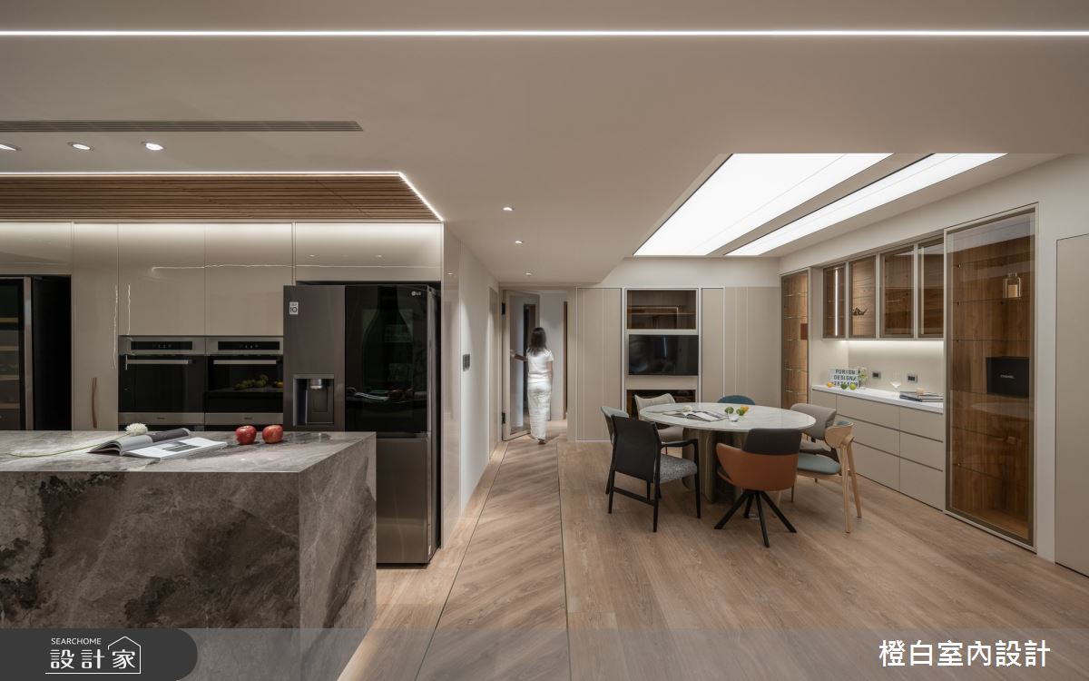 57坪老屋(16~30年)＿現代風餐廳中島案例圖片＿橙白室內裝修設計工程有限公司＿橙白_111人文臻邸之17