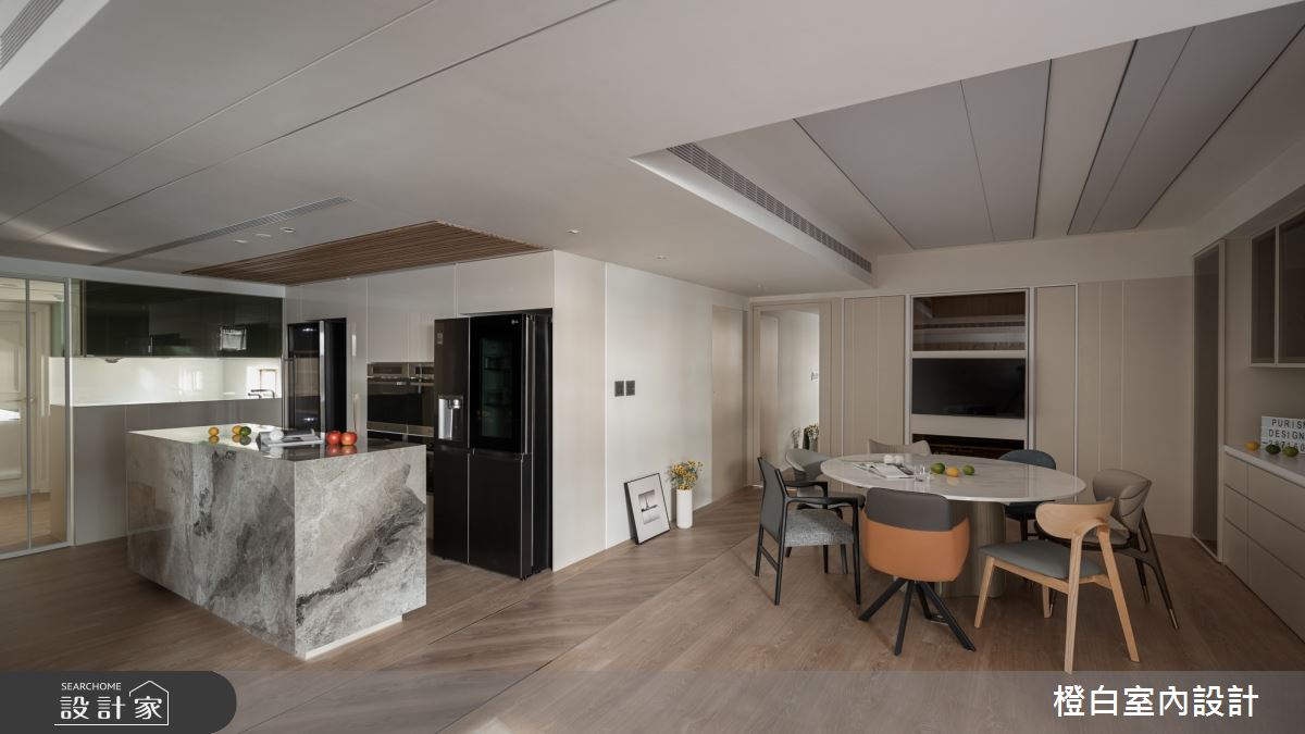 57坪老屋(16~30年)＿現代風餐廳中島案例圖片＿橙白室內裝修設計工程有限公司＿橙白_111人文臻邸之18