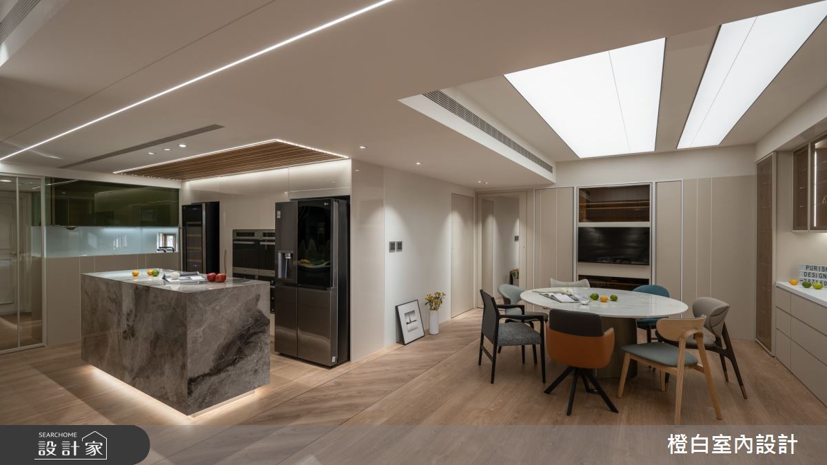 57坪老屋(16~30年)＿現代風餐廳中島案例圖片＿橙白室內裝修設計工程有限公司＿橙白_111人文臻邸之19