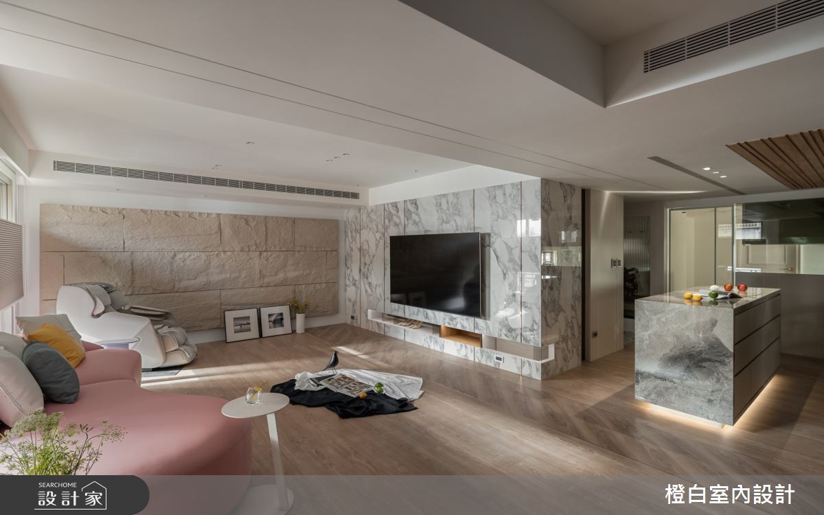 57坪老屋(16~30年)＿現代風客廳中島案例圖片＿橙白室內裝修設計工程有限公司＿橙白_111人文臻邸之20